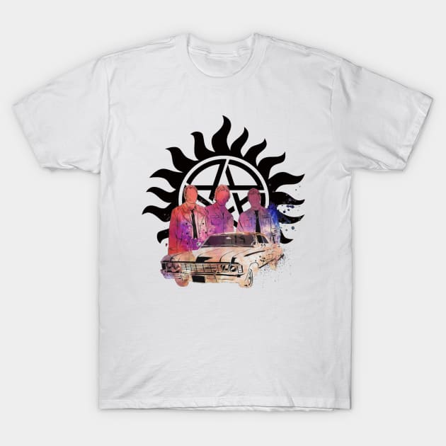 Supernatural Sam Dean Castiel Impala T-Shirt by Absolute Will